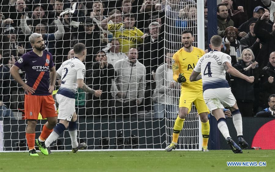 (SP)BRITAIN-LONDON-FOOTBALL-CHAMPIONS LEAGUE-QUARTERFINAL-TOT HOTSPUR VS MAN CITY