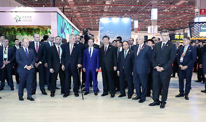 Xi, foreign leaders tour CIIE exhibition hall