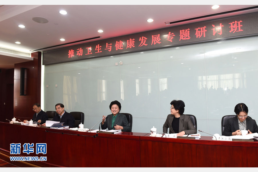 11月14日，中央組織部、國家衛生計生委、國家行政學院聯合舉辦的省部級干部“推動衛生與健康發展”專題研討班在北京舉行。中共中央政治局委員、國務院副總理劉延東出席開班式并講話。新華社記者 饒愛民 攝