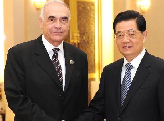 胡錦濤會見埃及總統特使、外長阿姆魯