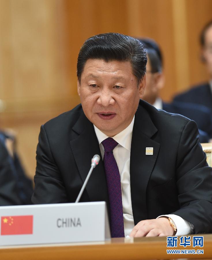 7月9日,金磚國家領導人第七次會晤在俄羅斯烏法舉行。中國國家主席習近平、俄羅斯總統普京、巴西總統羅塞夫、印度總理莫迪、南非總統祖馬出席。這是習近平發表題為《共建伙伴關系 共創美好未來》的主旨講話。新華社記者 饒愛民 攝 7月9日,金磚國家領導人第七次會晤在俄羅斯烏法舉行。中國國家主席習近平、俄羅斯總統普京、巴西總統羅塞夫、印度總理莫迪、南非總統祖馬出席。這是習近平發表題為《共建伙伴關系 共創美好未來》的主旨講話。新華社記者 饒愛民 攝