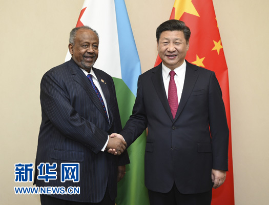 12月3日，國家主席習近平在約翰內斯堡會見吉布提總統蓋萊。新華社記者 謝環馳 攝 

