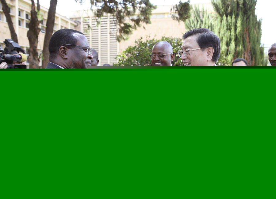 這是3月24日，張德江在肯尼亞首都內羅畢與肯尼亞參議長埃蘇羅舉行會談。 新華社記者馬占成攝