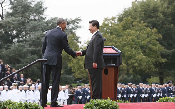 習近平出席美國總統奧巴馬舉行的歡迎儀式